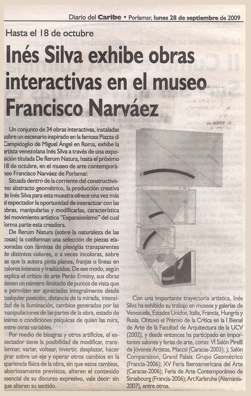 Diario del Caribe: Inés Silva exhibe obras interactivas en el museo Narváez