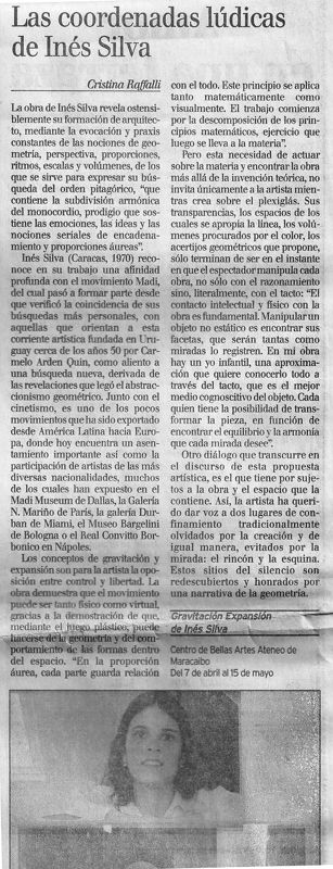 El Nacional: Las coordenadas lúdicas de Inés Silva